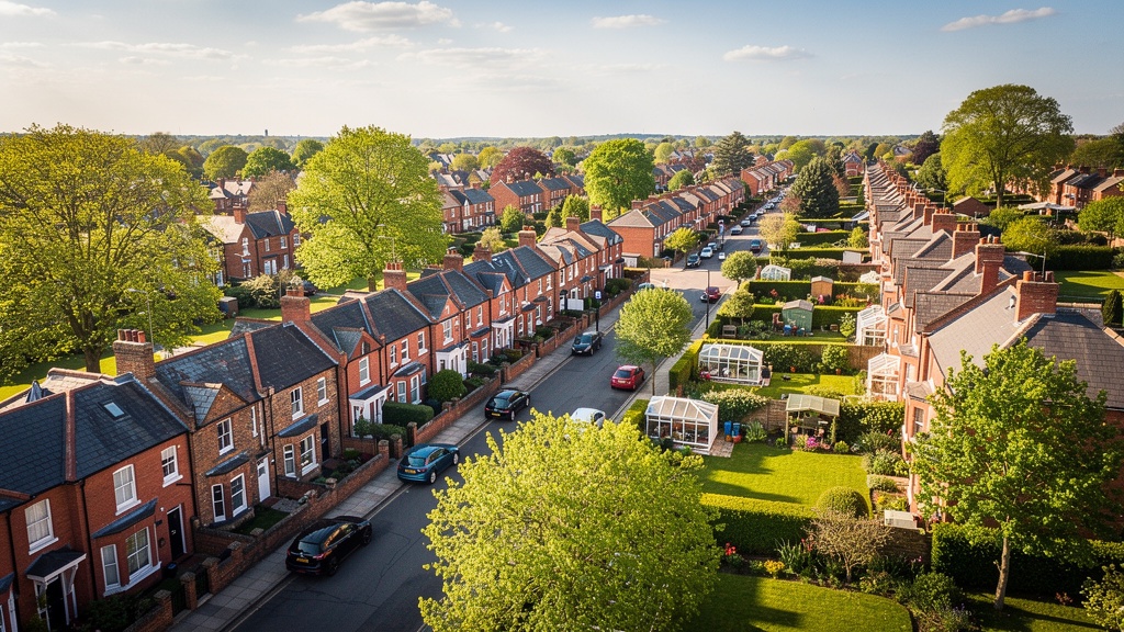 Aerial view of residential properties in Chelmsford, Essex